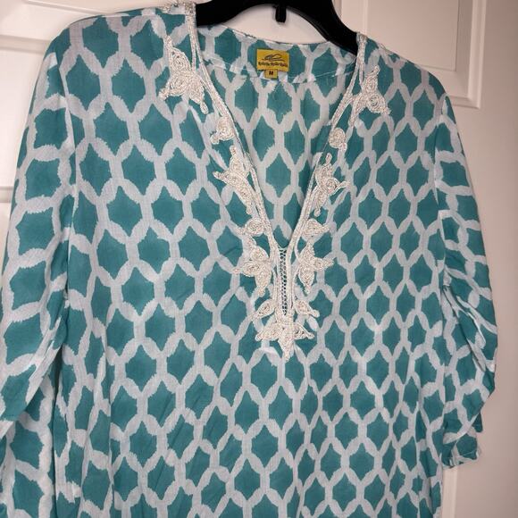 Roberta Roller Rabbit Lightweight Tunic Swim Cover Up 3/4 Sleeve Medium - Picture 2 of 7